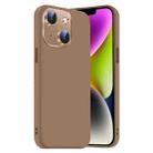 For iPhone 14 Nano Lens Cover Liquid Silicone Phone Case(Desert Gold) - 1