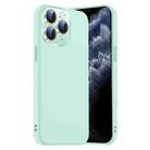 For iPhone 11 Pro Max Nano Lens Cover Liquid Silicone Phone Case(Light Cyan) - 1