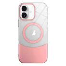 For iPhone 16 Plus Slim Color Contrast MagSafe PC Transparent Phone Case(Pink) - 1