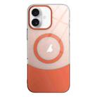 For iPhone 16 Slim Color Contrast MagSafe PC Transparent Phone Case(Orange) - 1