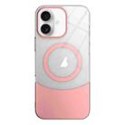 For iPhone 16 Slim Color Contrast MagSafe PC Transparent Phone Case(Pink) - 1