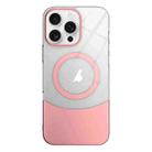 For iPhone 15 Pro Max Slim Color Contrast MagSafe PC Transparent Phone Case(Pink) - 1