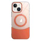 For iPhone 15 Plus Slim Color Contrast MagSafe PC Transparent Phone Case(Orange) - 1