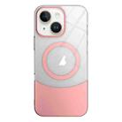 For iPhone 14 Plus Slim Color Contrast MagSafe PC Transparent Phone Case(Pink) - 1