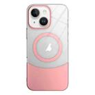 For iPhone 13 Slim Color Contrast MagSafe PC Transparent Phone Case(Pink) - 1