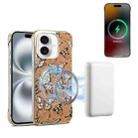 For iPhone 16 Denior A18 WoodenPaint MagSafe Phone Case(Butterflies) - 1
