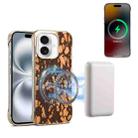 For iPhone 16 Denior A18 WoodenPaint MagSafe Phone Case(Brown) - 1