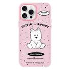 For iPhone 16 Pro Max Skin Feeling Jelly TPU Hybrid PC Phone Case(Line Dog Pink) - 1