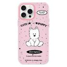 For iPhone 16 Pro Skin Feeling Jelly TPU Hybrid PC Phone Case(Line Dog Pink) - 1