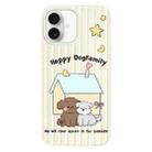 For iPhone 16 Plus Skin Feeling Jelly TPU Hybrid PC Phone Case(Dog White) - 1