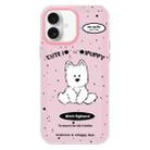 For iPhone 16 Plus Skin Feeling Jelly TPU Hybrid PC Phone Case(Line Dog Pink) - 1