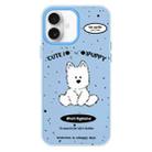 For iPhone 16 Plus Skin Feeling Jelly TPU Hybrid PC Phone Case(Line Dog Blue) - 1