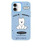 For iPhone 16 Skin Feeling Jelly TPU Hybrid PC Phone Case(Line Dog Blue) - 1