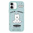 For iPhone 16 Skin Feeling Jelly TPU Hybrid PC Phone Case(Line Dog Light Green) - 1