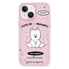 For iPhone 15 Plus Skin Feeling Jelly TPU Hybrid PC Phone Case(Line Dog Pink) - 1