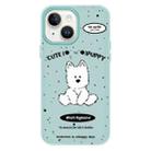 For iPhone 15 Plus Skin Feeling Jelly TPU Hybrid PC Phone Case(Line Dog Light Green) - 1