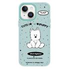 For iPhone 15 Skin Feeling Jelly TPU Hybrid PC Phone Case(Line Dog Light Green) - 1