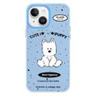 For iPhone 14 Plus Skin Feeling Jelly TPU Hybrid PC Phone Case(Line Dog Blue) - 1