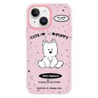 For iPhone 14 Skin Feeling Jelly TPU Hybrid PC Phone Case(Line Dog Pink) - 1