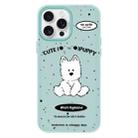 For iPhone 14 Pro Skin Feeling Jelly TPU Hybrid PC Phone Case(Line Dog Light Green) - 1