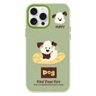 For iPhone 14 Pro Max Skin Feeling Jelly TPU Hybrid PC Phone Case(Enthusiastic Puppy Green) - 1