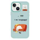 For iPhone 13 Skin Feeling Jelly TPU Hybrid PC Phone Case(Little Lazy Dog ??Light Green) - 1