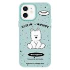 For iPhone 12 Skin Feeling Jelly TPU Hybrid PC Phone Case(Line Dog Light Green) - 1