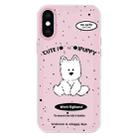 For iPhone X / XS Skin Feeling Jelly TPU Hybrid PC Phone Case(Line Dog Pink) - 1