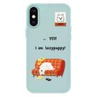 For iPhone X / XS Skin Feeling Jelly TPU Hybrid PC Phone Case(Little Lazy Dog ??Light Green) - 1