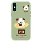 For iPhone X / XS Skin Feeling Jelly TPU Hybrid PC Phone Case(Enthusiastic Puppy Green) - 1