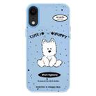 For iPhone XR Skin Feeling Jelly TPU Hybrid PC Phone Case(Line Dog Blue) - 1