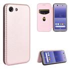 For Sony Xperia Ace Carbon Fiber Texture Horizontal Flip TPU + PC + PU Leather Case with Card Slot(Pink) - 1