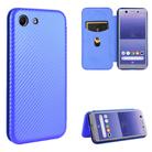 For Sony Xperia Ace Carbon Fiber Texture Horizontal Flip TPU + PC + PU Leather Case with Card Slot(Blue) - 1