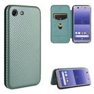 For Sony Xperia Ace Carbon Fiber Texture Horizontal Flip TPU + PC + PU Leather Case with Card Slot(Green) - 1