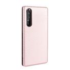 For Sony Xperia 1 II Carbon Fiber Texture Horizontal Flip TPU + PC + PU Leather Case with Card Slot(Pink) - 3