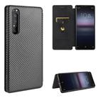 For Sony Xperia 1 II Carbon Fiber Texture Horizontal Flip TPU + PC + PU Leather Case with Card Slot(Black) - 1