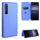 For Sony Xperia 1 II Carbon Fiber Texture Horizontal Flip TPU + PC + PU Leather Case with Card Slot(Blue) - 1