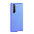 For Sony Xperia 1 II Carbon Fiber Texture Horizontal Flip TPU + PC + PU Leather Case with Card Slot(Blue) - 3