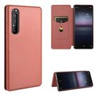 For Sony Xperia 1 II Carbon Fiber Texture Horizontal Flip TPU + PC + PU Leather Case with Card Slot(Brown) - 1