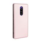 For Sony Xperia 1 Carbon Fiber Texture Horizontal Flip TPU + PC + PU Leather Case with Card Slot(Pink) - 3