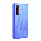 For Sony Xperia 5 Carbon Fiber Texture Horizontal Flip TPU + PC + PU Leather Case with Card Slot(Blue) - 3