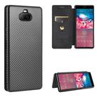 For Sony Xperia 8 Lite Carbon Fiber Texture Horizontal Flip TPU + PC + PU Leather Case with Card Slot(Black) - 1