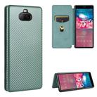 For Sony Xperia 8 Lite Carbon Fiber Texture Horizontal Flip TPU + PC + PU Leather Case with Card Slot(Green) - 1