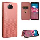 For Sony Xperia 8 Lite Carbon Fiber Texture Horizontal Flip TPU + PC + PU Leather Case with Card Slot(Brown) - 1