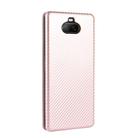 For Sony Xperia 8 Carbon Fiber Texture Horizontal Flip TPU + PC + PU Leather Case with Card Slot(Pink) - 3