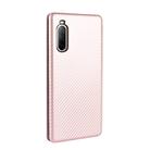 For Sony Xperia 10 II Carbon Fiber Texture Horizontal Flip TPU + PC + PU Leather Case with Card Slot(Pink) - 3