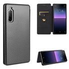 For Sony Xperia 10 II Carbon Fiber Texture Horizontal Flip TPU + PC + PU Leather Case with Card Slot(Black) - 1