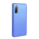 For Sony Xperia 10 II Carbon Fiber Texture Horizontal Flip TPU + PC + PU Leather Case with Card Slot(Blue) - 3