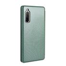 For Sony Xperia 10 II Carbon Fiber Texture Horizontal Flip TPU + PC + PU Leather Case with Card Slot(Green) - 3