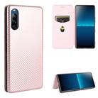 For Sony Xperia L4 Carbon Fiber Texture Horizontal Flip TPU + PC + PU Leather Case with Card Slot(Pink) - 1